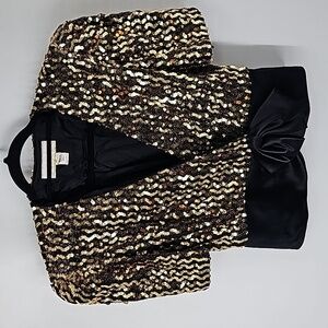Barbara Chodos for Michael Marcella Gold Sequined+Black‎ Taffeta Evening Jacket
